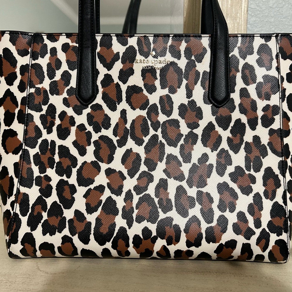 kate spade Leopard Print Tote in Brown, Black & White - Picture 2 of 10